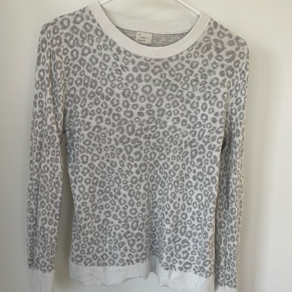 A New Day Grey Leopard Print Sweater